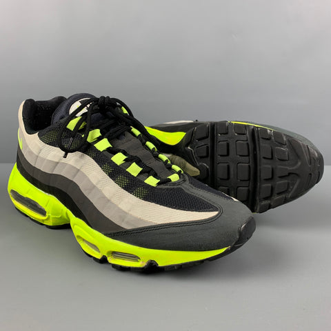 NIKE Talla 10.5 Zapatillas Air Max 95 Gris Neón Verde Materiales Mixtos