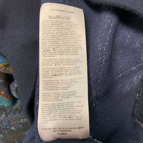 ETRO Size S Navy Black Paisley Cotton Hooded Sweatshirt