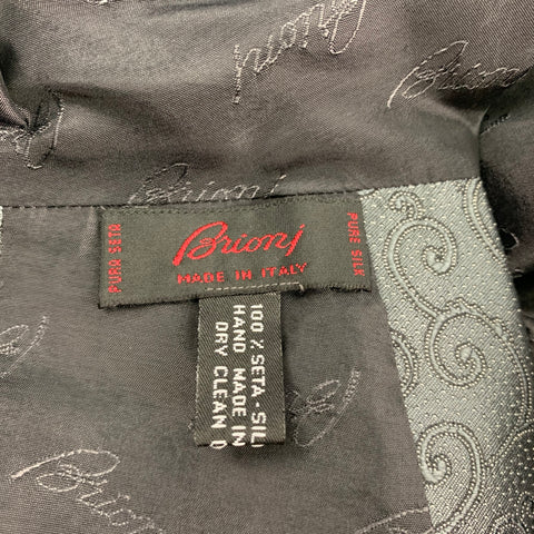 BRIONI Size XXL Silver Swirl Print Silk Peak Lapel Vest