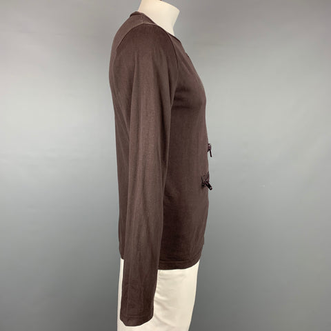WALTER VAN BEIRENDONCK Size XXL Brown Cotton Zipper Embellishment Long Sleeve Pullover