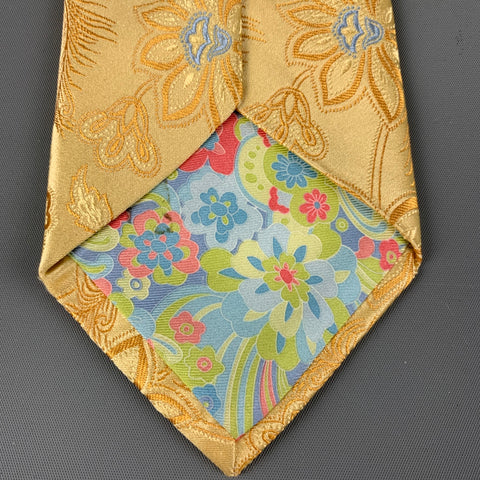 TED BAKER Yellow & Blue Floral Silk Tie