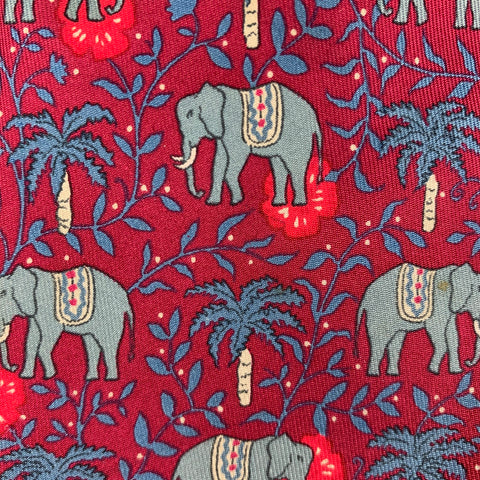 HERMES Red &  Blue Elephants Silk Tie