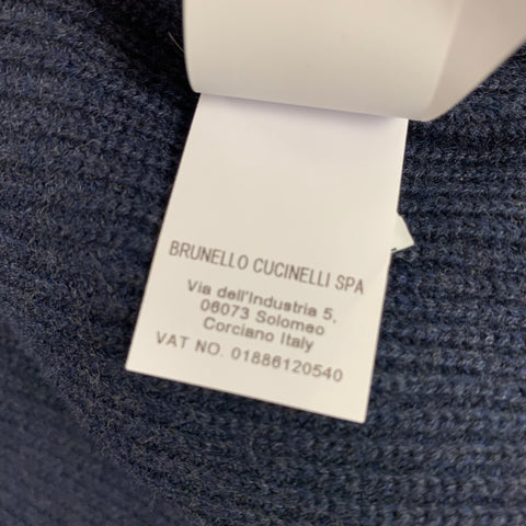 BRUNELLO CUCINELLI  Size L Navy Knitted Cotton Hooded Jacket