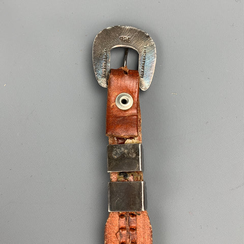 VINTAGE Size 36 Brown Braided Leather Belt