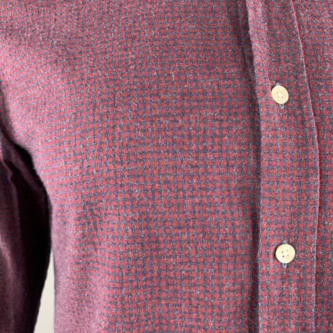 HARTFORD Size M Burgundy & Navy Plaid Cotton Button Up Long Sleeve Shirt