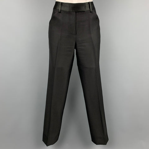 CHARLES NOLAN Talla 4 Pantalón de vestir de lana / acetato negro