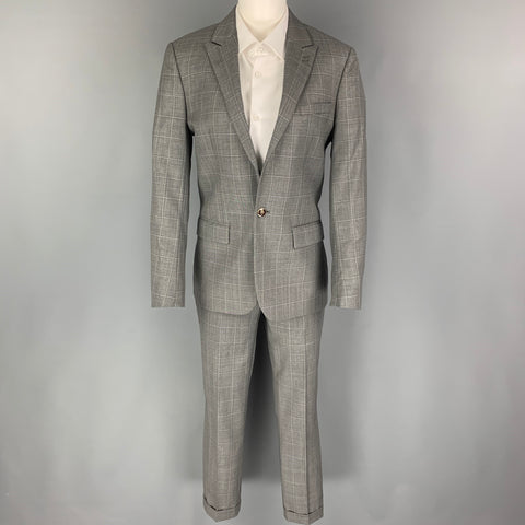 THE KOOPLES Size 34 Grey Window Pane Wool Peak Lapel Suit