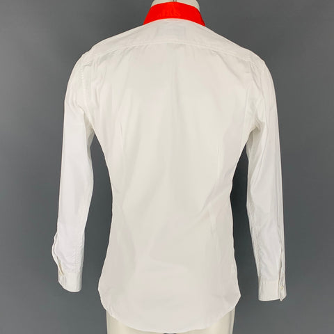 DSQUARED2 Size S White & Orange Cotton Button Up Long Sleeve Shirt
