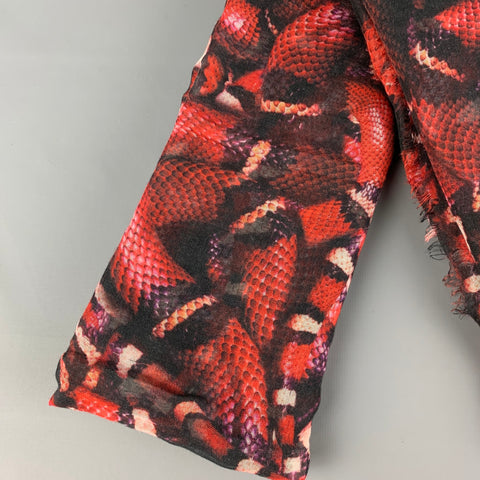 JAY AHR Red Black Snake Print Viscose Cashmere Scarf