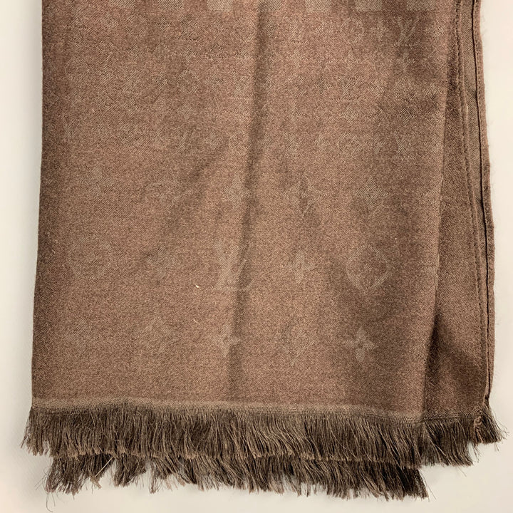 LOUIS VUITTON Brown Monogram Cashmere Silk Scarves