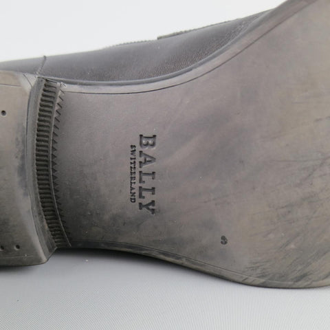 BALLY Size 7.5 Black Leather Penny Loafers