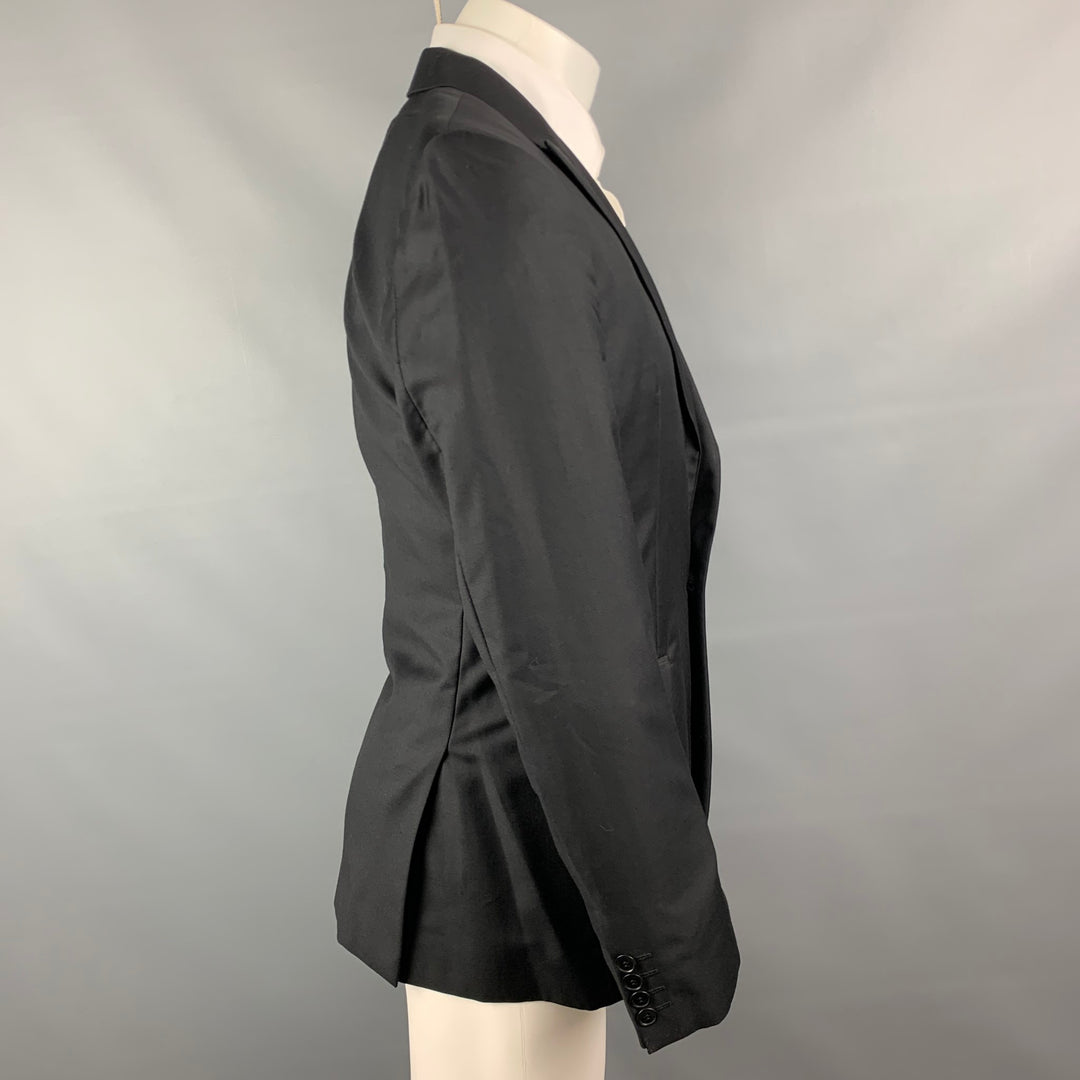 CALVIN KLEIN COLLECTION Size 38 Black Wool / Silk Peak Lapel Sport Coat