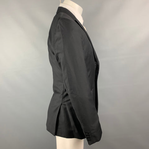 COLECCIÓN CALVIN KLEIN Talla 38 Abrigo deportivo con solapa de pico de lana / seda negro