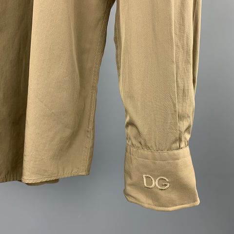 DOLCE & GABBANA Size L Olive Cotton Long Sleeve Shirt