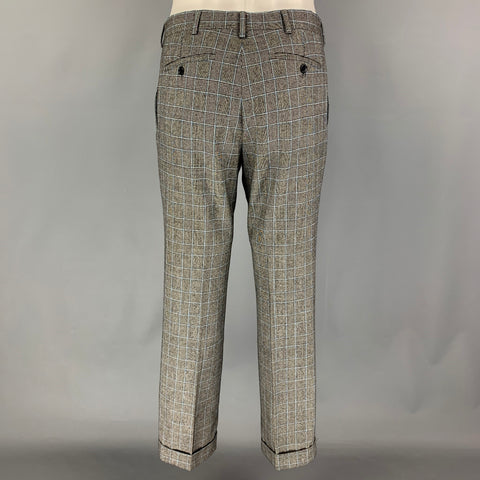 RALPH LAUREN Purple Label 38 Short Gray Glenplaid Wool Cashmere Suit
