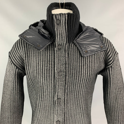 BURBERRY PRORSUM Size L Grey Silver Ribbed Zip Jacket