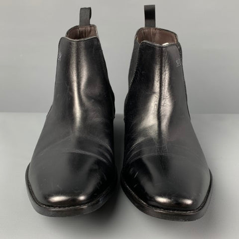 MEZLAN Size 8 Black Leather Chelsea Boots