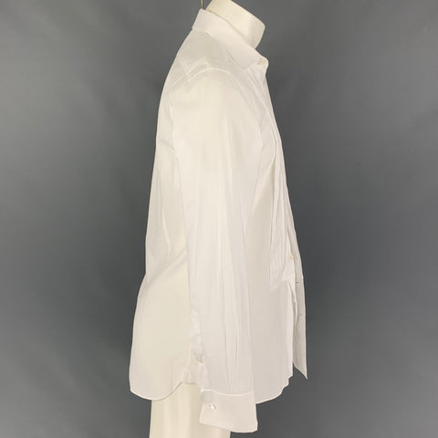 TOM FORD Size M White Cotton Tuxedo Long Sleeve Shirt