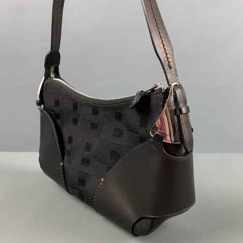 BALLY Black Fabric Leather Shoulder Bag Handbag