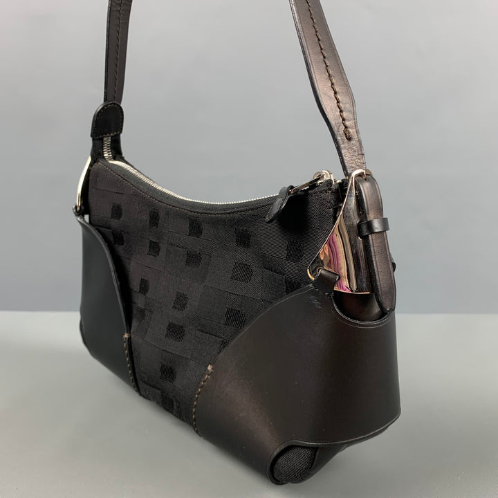 BALLY Black Fabric Leather Shoulder Bag Handbag
