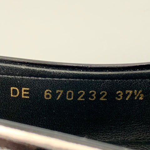 SAINT LAURENT Talla 7.5 Mocasines Penny con monograma de charol negro