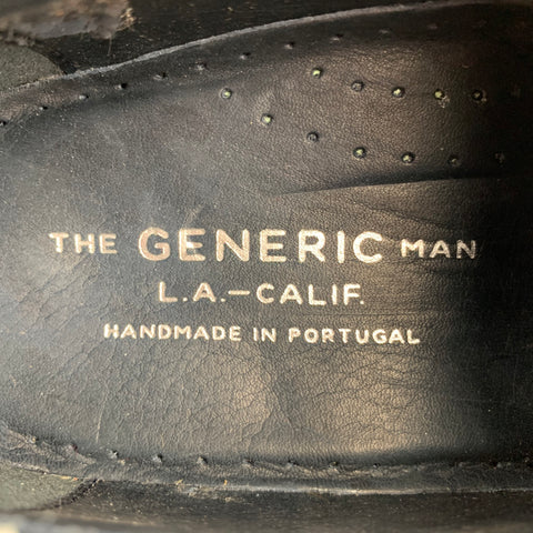 THE GENERIC MAN Size 10 Olive Patent Leather Lace Up Shoes