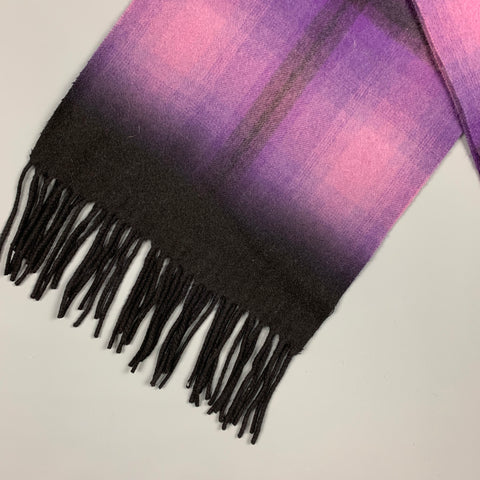 NORDSTROM Purple & Black Plaid Cashmere Scarf