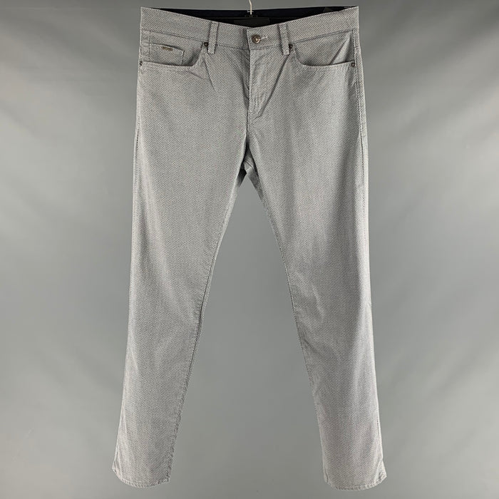 HUGO BOSS Size 33 Navy White Graphic Cotton Elastane Flat Front Casual Pants