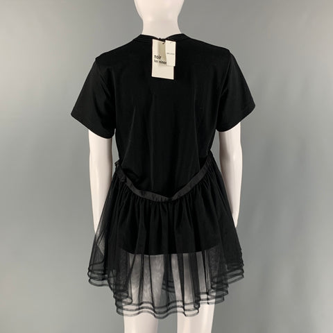 COMME des GARCONS Size M Black Cotton Mixed Fabrics Crew-Neck Dress Top