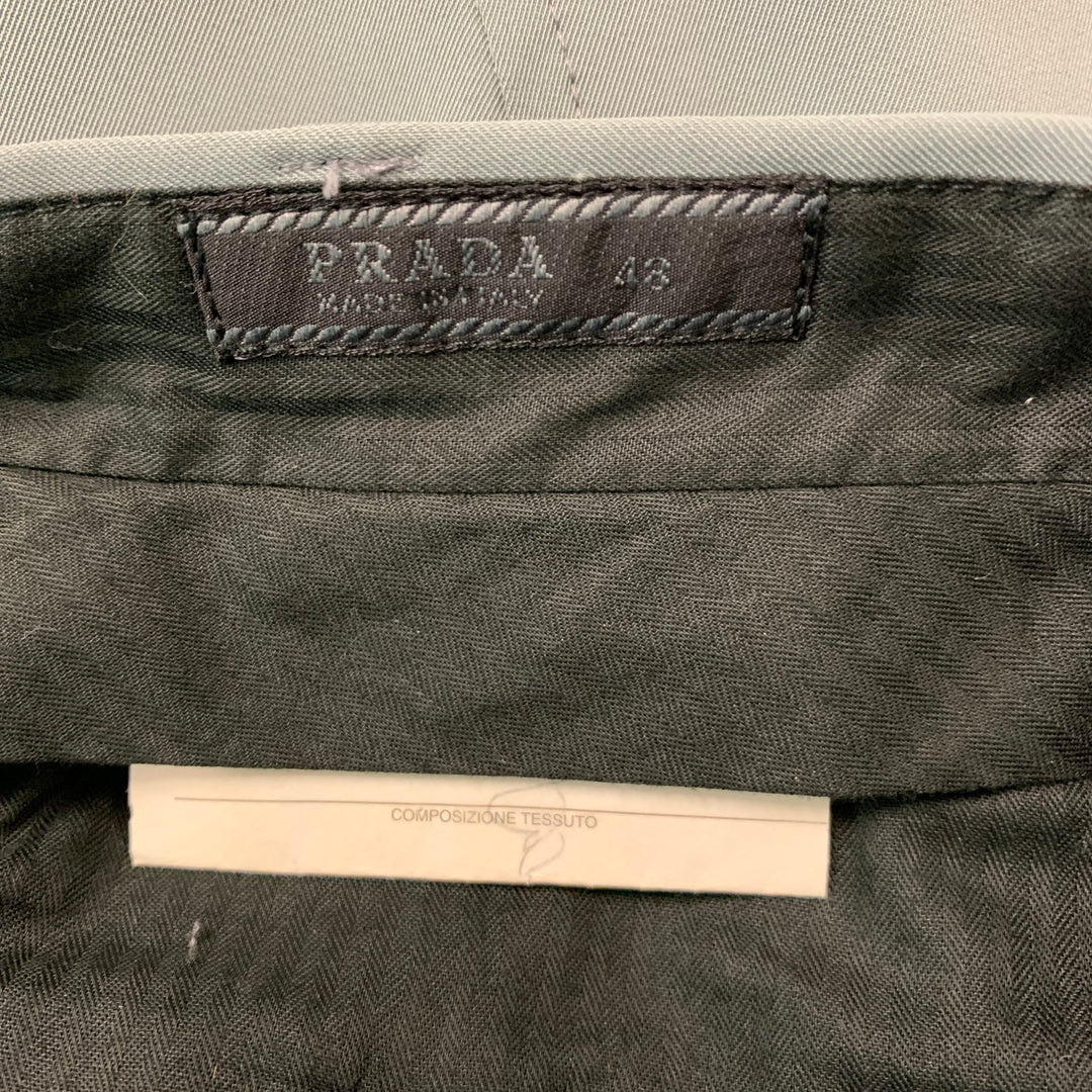 PRADA Talla 32 Pantalón de vestir con parte delantera plana de mezcla de poliéster gris