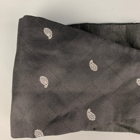 TRUZZI for BARNEYS NY Black White Paisley Silk Cummerbund