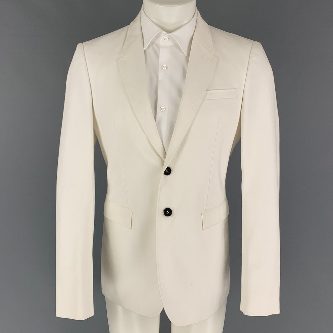 BURBERRY PRORSUM Size 40 White Cotton Notch Lapel Sport Coat