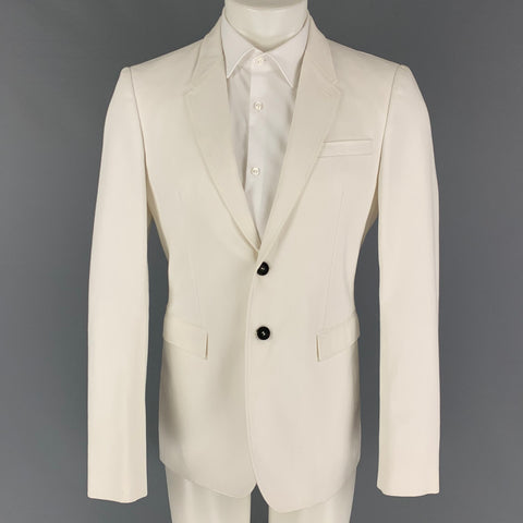 BURBERRY PRORSUM Size 40 White Cotton Notch Lapel Sport Coat
