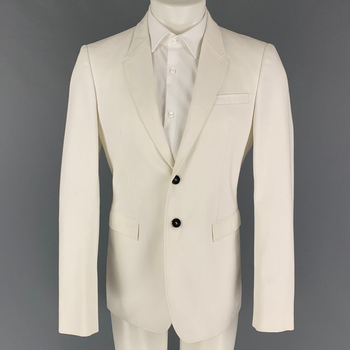 BURBERRY PRORSUM Size 40 White Cotton Notch Lapel Sport Coat