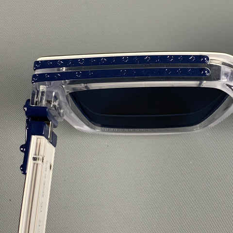 LOUIS VUITTON Blue White Marbled Acetate Sunglasses