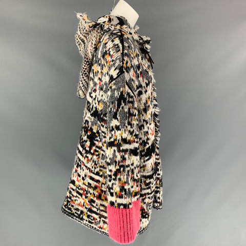 MISSONI Size 4 Multi-Color Wool Blend Knitted Oversized Hooded Coat