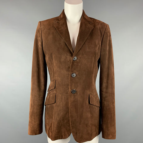 RALPH LAUREN Black Label Taille 10 Veste d'équitation en daim marron