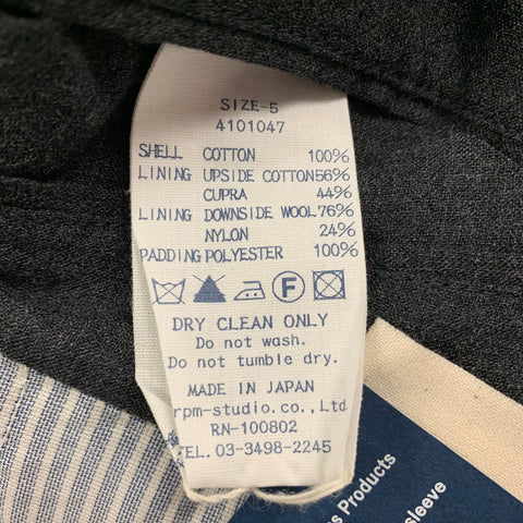 45rpm Size XL Navy Moleskin Cotton Notch Lapel Jacket