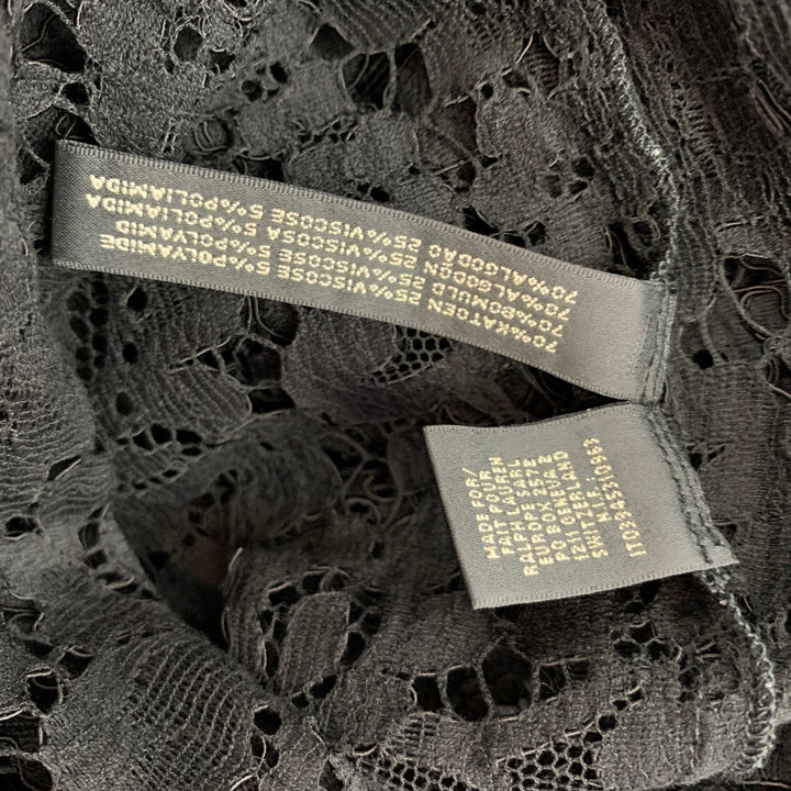 RALPH LAUREN Black Label Talla 10 Vestido de cóctel de mezcla de algodón y encaje negro