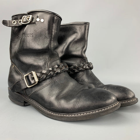Botas de bicicleta de cuero negro talla 9 de la marca GOLDEN GOOSE Bikers Deluxe