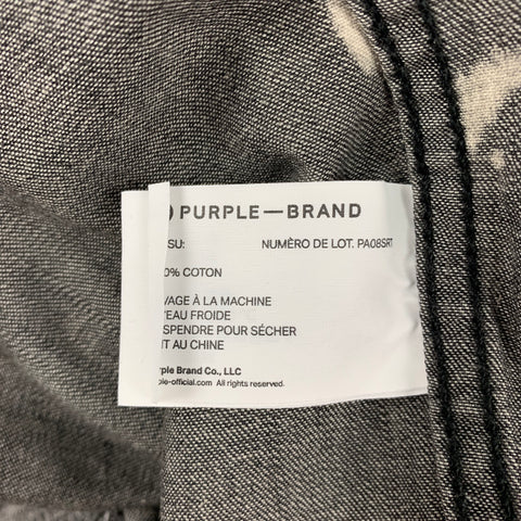 PURPLE BRAND Size XXL Grey Distressed Cotton Western Long Sleeve Shirt
