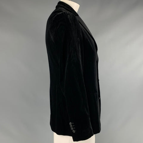 GIORGIO ARMANI Size 42 Black Velvet Viscose Blend Peak Lapel Sport Coat