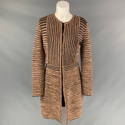 M MISSONI Size 8 Gold & Black Wool / Viscose Knitted Coat