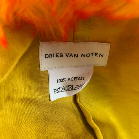 DRIES VAN NOTEN FW 19 Size One Size Orange Yellow Faux Fur Cropped Coat