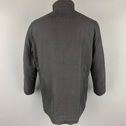 ERMENEGILDO ZEGNA Size 42 Black Polyester Blend Zip Up Coat