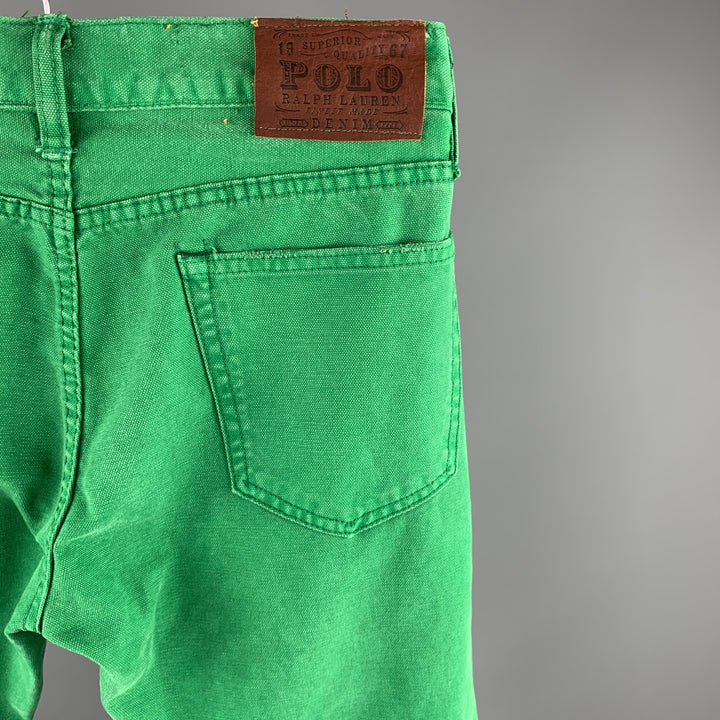 RALPH LAUREN Size 30 Green Denim Straight Button Fly Jeans