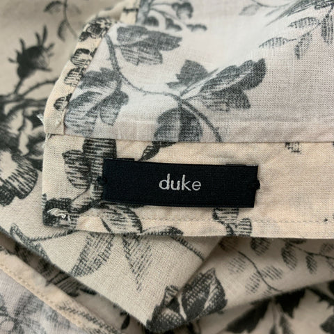 GUCCI Size L Cream Black Floral Short Sleeve Shirt