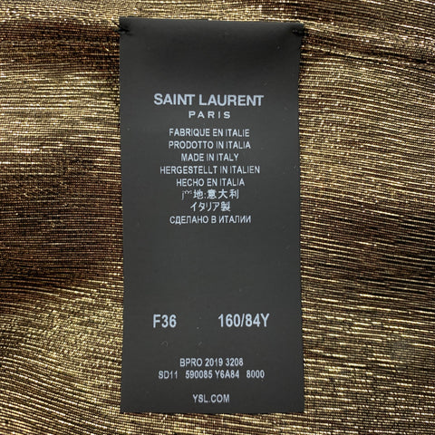 SAINT LAURENT Size 4 Gold Silk / Polyester Metallic Blouse