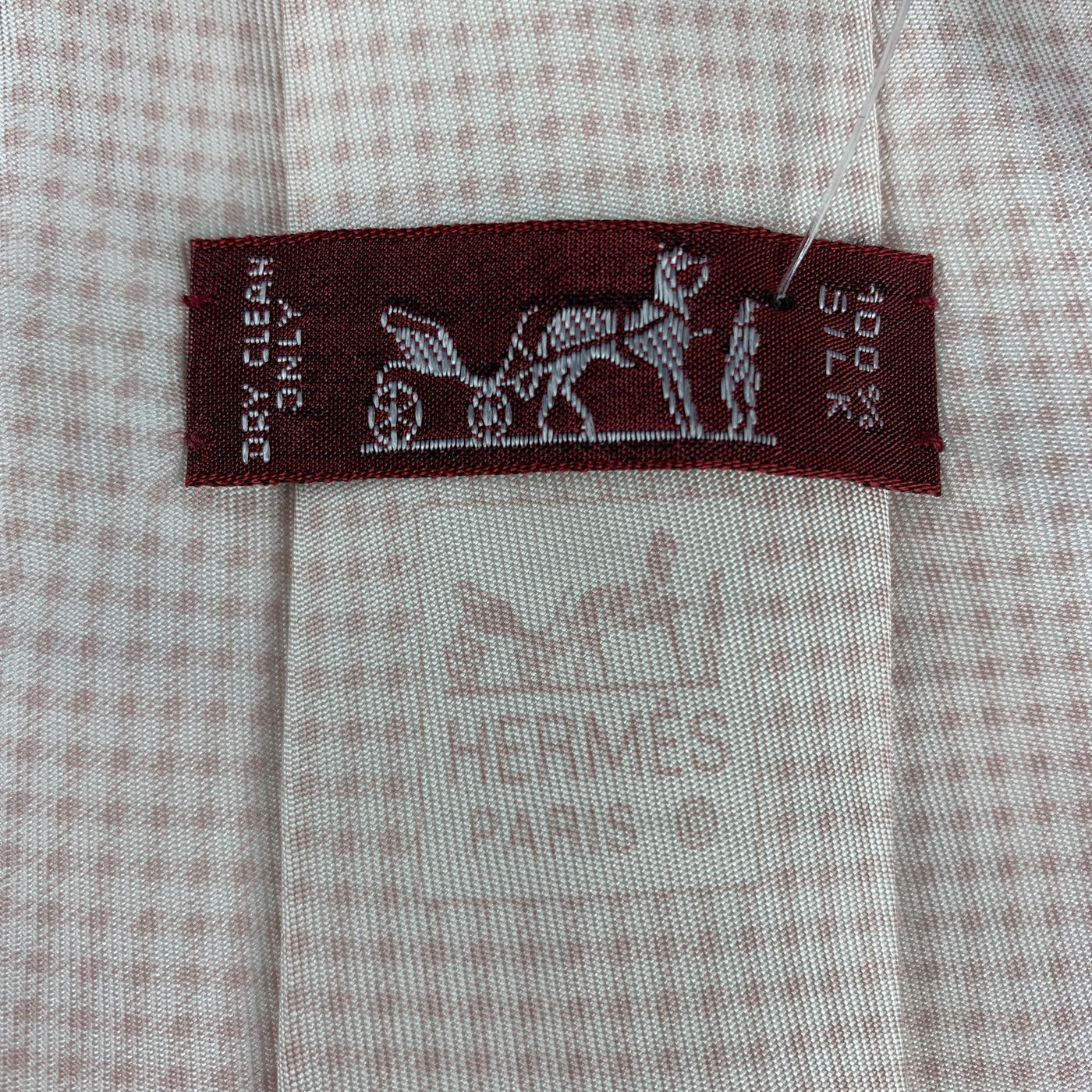 HERMES Pale Pink Micro Gingham Silk Tie