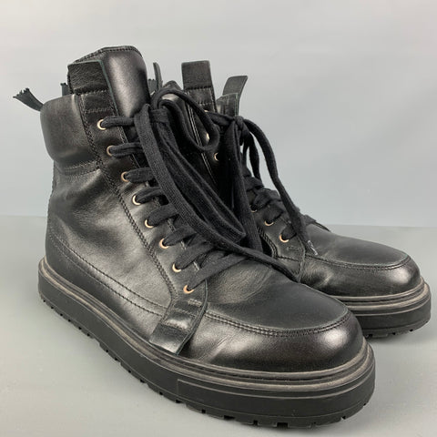 KRIS VAN ASSCHE Size 9 Black Solid Leather Boots